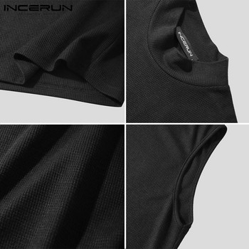 Μόδα ανδρικά φανελάκια 2023 Αμάνικα streetwear casual γιλέκα μονόχρωμα νυχτερινά κέντρα νυχτερινής διασκέδασης Skinny μπλούζες INCERUN S-5XL