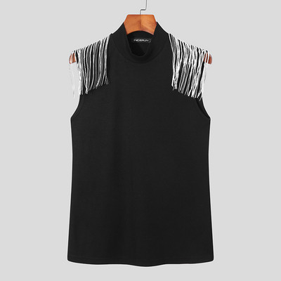 2023. gada modes vīriešu topi, bruņurupuči bez piedurknēm, ielas apģērbs, ikdienas vestes, vienkrāsainas ballītes naktskluba šaurie topi INCERUN S-5XL