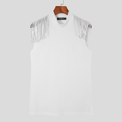 2023. gada modes vīriešu topi, bruņurupuči bez piedurknēm, ielas apģērbs, ikdienas vestes, vienkrāsainas ballītes naktskluba šaurie topi INCERUN S-5XL