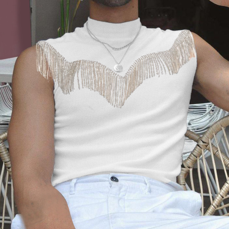 2023. gada modes vīriešu topi, bruņurupuči bez piedurknēm, ielas apģērbs, ikdienas vestes, vienkrāsainas ballītes naktskluba šaurie topi INCERUN S-5XL