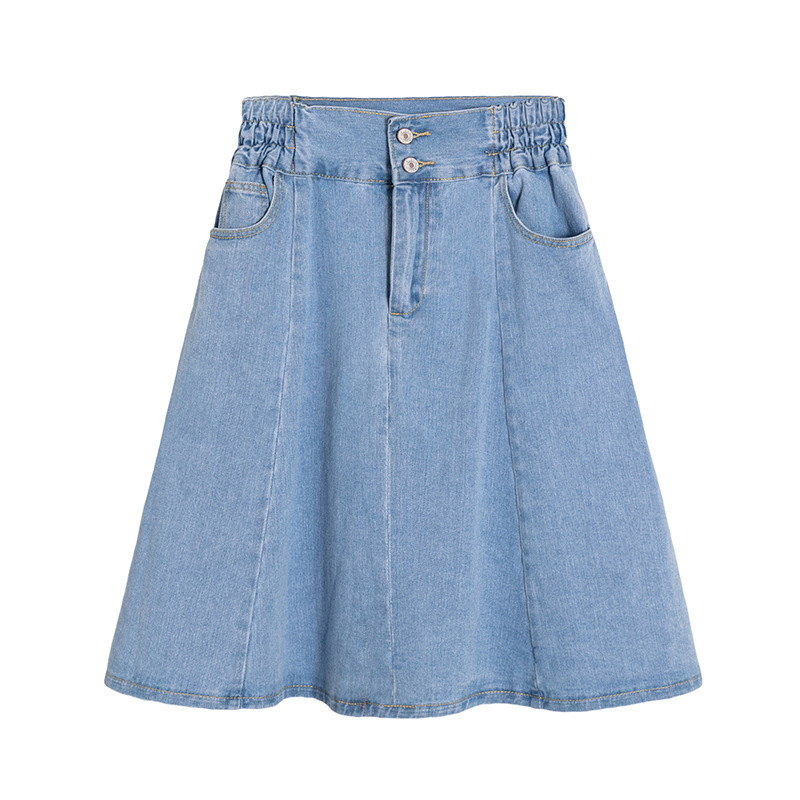 5XL Plus-suuruses suvine teksaseelik naistele korea moe laienev Midi seelik taskud vintage plisseeritud vabaaja seelikud naistele C486