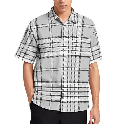 Retro Mondrian rūtains ikdienas krekls Vīriešu Mondrian Modern Art Havaju krekls Vintage Blūzes ar īsām piedurknēm Liela izmēra