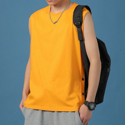2023 nyár, új ujjatlan férfi ruházat, kerek nyakú, toldott gombos, egyszínű, divatos sport, bő, koreai változatú mellény