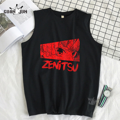 100% Cotton Demon Slayer Kimetsu no Yaiba Vīriešu T-krekls Bezpiedurkņu T-krekli Vīriešu Hip Hop Vīriešu Vestes Topi T-krekli Liela izmēra krekli