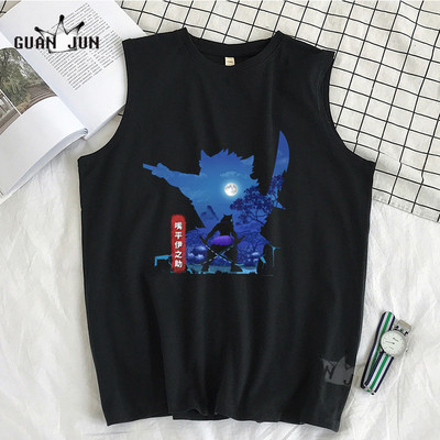 100% Cotton Demon Slayer Kimetsu no Yaiba Vīriešu T-krekls Bezpiedurkņu T-krekli Vīriešu Hip Hop Vīriešu Vestes Topi T-krekli Liela izmēra krekli