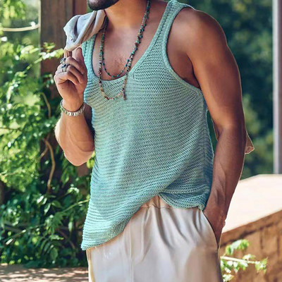 Kootud vest Meeste Tanktop Suvine Kerge varrukateta särk Hawaii Rannarõivad Kottis topid Jõusaal Fitness Kulturism Meeste riided