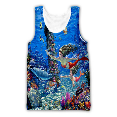 Νέα ανδρικά/γυναικεία τρισδιάστατα τυπωμένα δελφίνια casual γιλέκο Μόδα Streetwear Ανδρικά Loose Sporting Tank Top D22