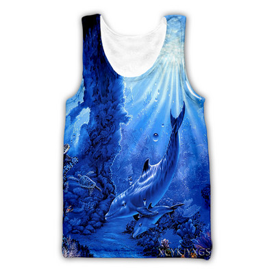 Νέα ανδρικά/γυναικεία τρισδιάστατα τυπωμένα δελφίνια casual γιλέκο Μόδα Streetwear Ανδρικά Loose Sporting Tank Top D22