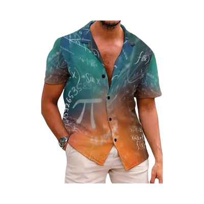 Vīriešu havajiešu krekls ar īsām piedurknēm vasaras okeānā apdrukāts pludmales stils vintage apģērbs, moderns atloks ar vienrindu ikdienišķa izmēra