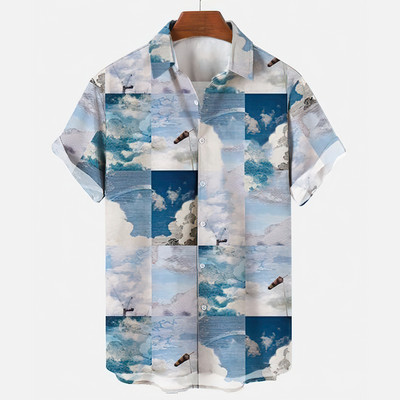 2023. gada modes ielas džemperis Havaju salu vīriešu brīvi pieguļošs krekls ar īsām piedurknēm, ikdienas ikdienas krekls, vasaras jaunums