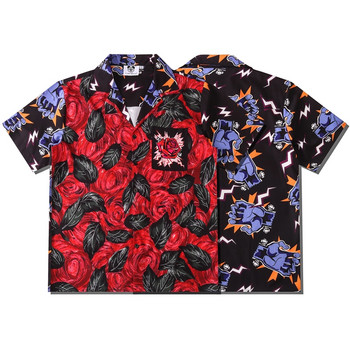 Harajuku Streetwear Vintage Мъжки ризи с къс ръкав с принт на тигър Японски ретро Y2k Camisa Големи плажни дрехи