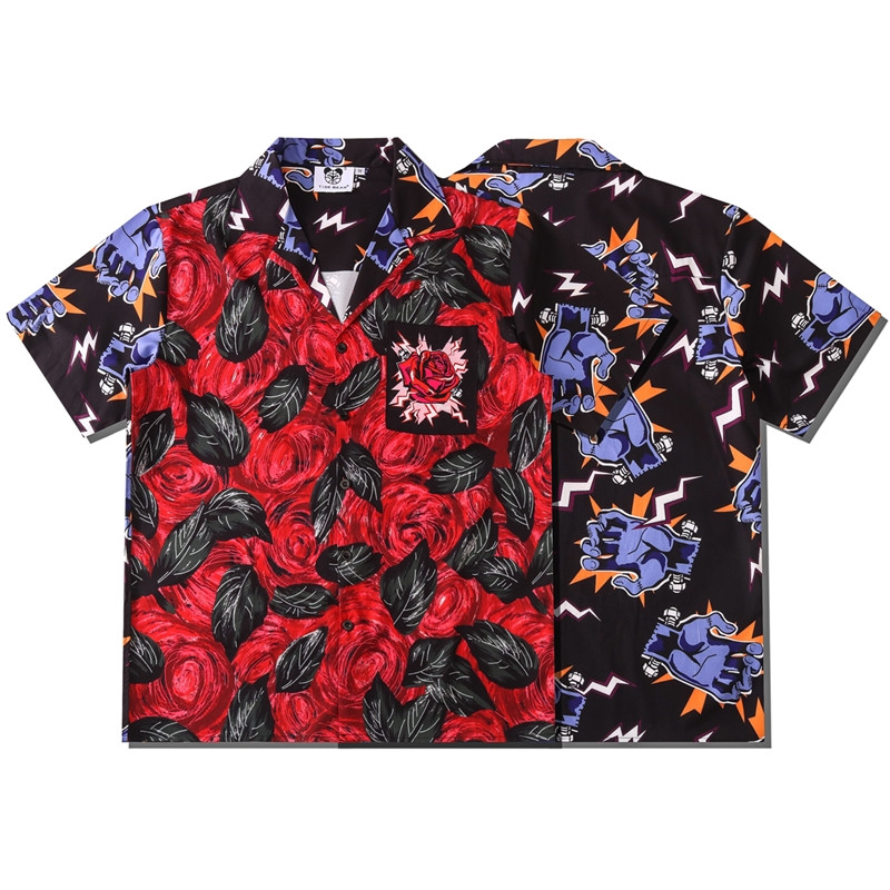 Cămăși cu mânecă scurtă Harajuku Streetwear Vintage cu imprimeu tigru pentru bărbați cu rever japonez retro Y2k Camisa haine de plajă supradimensionate