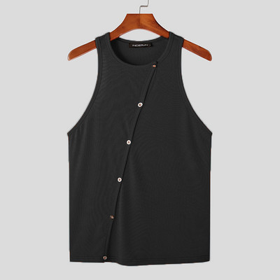 INCERUN Fashion Ανδρικά φανελάκια με μασίφ λαιμόκοψη Αμάνικα, κούφιο κουμπί, ανδρικά γιλέκα γυμναστικής 2023 Streetwear, σέξι ανδρικά ρούχα 5XL