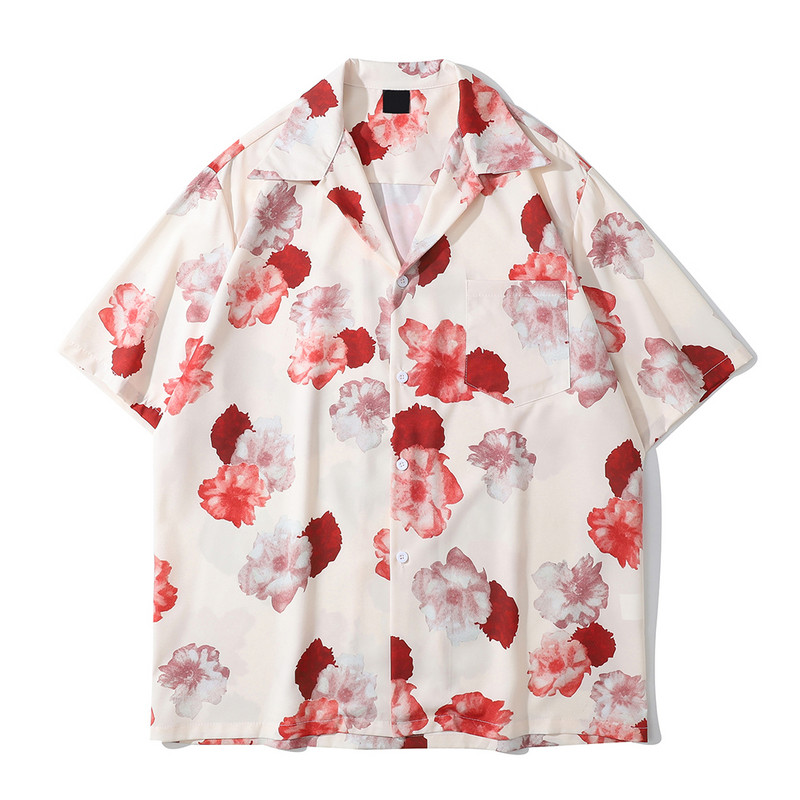 Sötét ikon Virágos hawaii ing férfi lehajtható galléros férfi póló fekete fehér