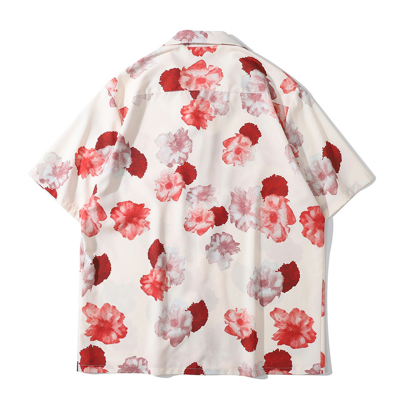 Sötét ikon Virágos hawaii ing férfi lehajtható galléros férfi póló fekete fehér
