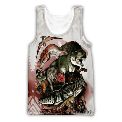 Noi bărbați/femei 3D imprimat Jurassic Park Dinozaur Vestă casual Moda Streetwear Bărbați Sporting Tank Top D01