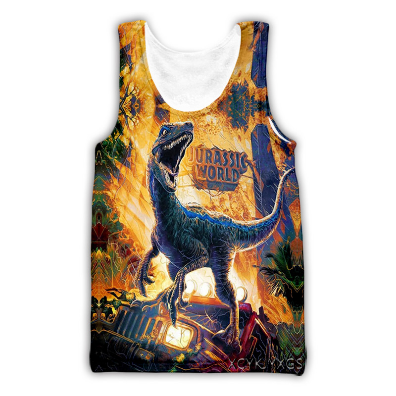 Noi bărbați/femei 3D imprimat Jurassic Park Dinozaur Vestă casual Moda Streetwear Bărbați Sporting Tank Top D01
