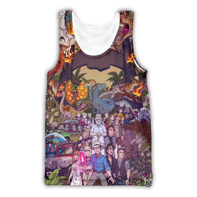 Noi bărbați/femei 3D imprimat Jurassic Park Dinozaur Vestă casual Moda Streetwear Bărbați Sporting Tank Top D01