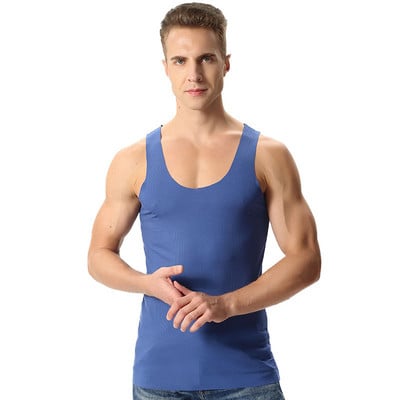 Novi dolazni modni muški ljetni tanki bešavni super veliki elastični pamučni široki pleteni prsluk bez rukava, plus veličina XL-7XL