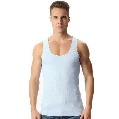 Novi dolazni modni muški ljetni tanki bešavni super veliki elastični pamučni široki pleteni prsluk bez rukava, plus veličina XL-7XL