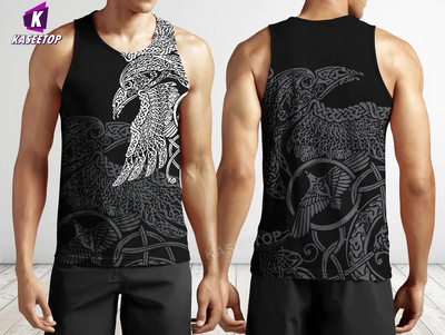 3D Print Viking Mees Sõdalane Tugevam Vest Lahe ujumine Hip Hop Meeste Tankitopsid Jooksu alussärk Kodu Sport Pllover Lühikeste varrukatega