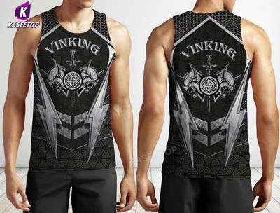 3D Print Viking Mees Sõdalane Tugevam Vest Lahe ujumine Hip Hop Meeste Tankitopsid Jooksu alussärk Kodu Sport Pllover Lühikeste varrukatega