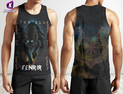 3D Print Viking Mees Sõdalane Tugevam Vest Lahe ujumine Hip Hop Meeste Tankitopsid Jooksu alussärk Kodu Sport Pllover Lühikeste varrukatega