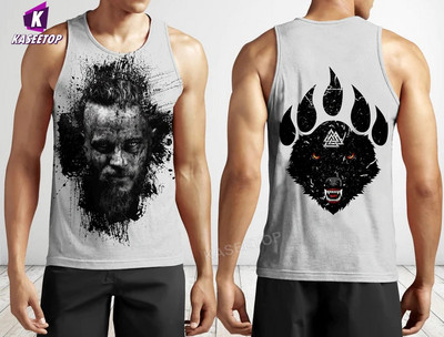 3D Print Viking Mees Sõdalane Tugevam Vest Lahe ujumine Hip Hop Meeste Tankitopsid Jooksu alussärk Kodu Sport Pllover Lühikeste varrukatega
