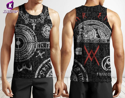 3D Print Viking Mees Sõdalane Tugevam Vest Lahe ujumine Hip Hop Meeste Tankitopsid Jooksu alussärk Kodu Sport Pllover Lühikeste varrukatega