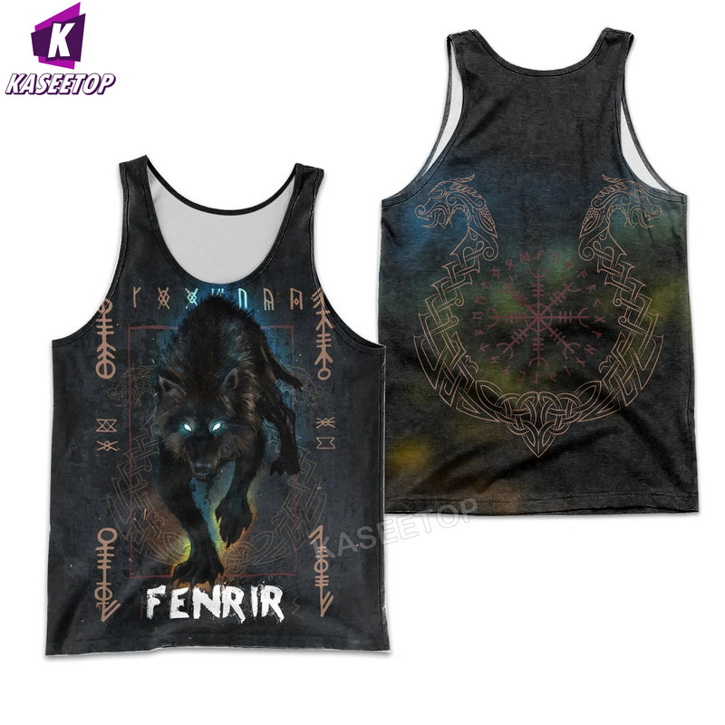 3D Print Viking Mees Sõdalane Tugevam Vest Lahe ujumine Hip Hop Meeste Tankitopsid Jooksu alussärk Kodu Sport Pllover Lühikeste varrukatega