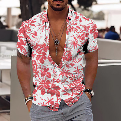 Modes havajiešu vīriešu krekls ar 3d kokosriekstu koku apdruku vasaras ikdienišķs ar īsām piedurknēm Ielu modes apģērbi Augstas kvalitātes vīriešu tops