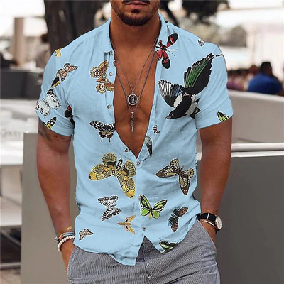 Καλοκαιρινά πουκάμισα της Χαβάης για άνδρες Υπερμεγέθη Αστεία με στάμπα ροζ Harajuku Casual Holiday Tops Μεσαιωνικά πολυτελή ρούχα Vintage Y2k