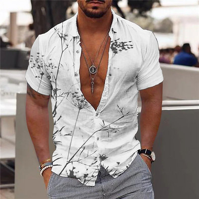 Καλοκαιρινά πουκάμισα της Χαβάης για άνδρες Υπερμεγέθη Αστεία με στάμπα ροζ Harajuku Casual Holiday Tops Μεσαιωνικά πολυτελή ρούχα Vintage Y2k