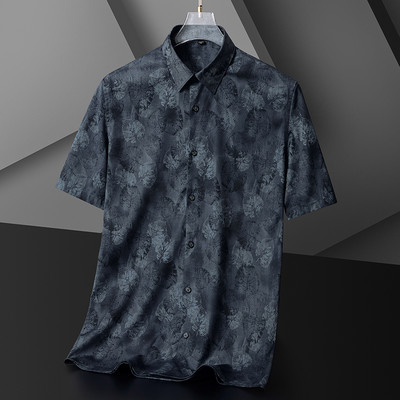 Ανδρικά πουκάμισα BROWON για καλοκαίρι 2023 Νέο ελαστικό πουκάμισο από ίνες μπαμπού Ανδρικά πουκάμισα ρετρό μόδας με κοντό μανίκι πουκάμισα με γυριστό γιακά