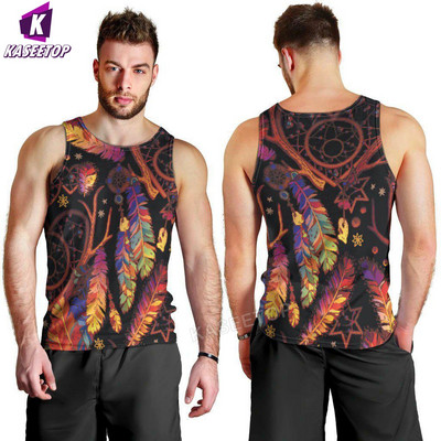 Harajuku 3D-prinditud sulgedega natiivse mustriga vest Lahe ujumishiphop meeste tanktopid Jooksu alussärk Kodu Sport lühikeste varrukatega Stiil9
