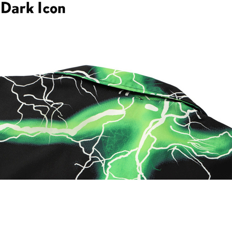 Sötét ikonra villogó nyomtatású póló Férfi Nyári Vékony anyagú Hawaii ingek Férfi Férfi felső