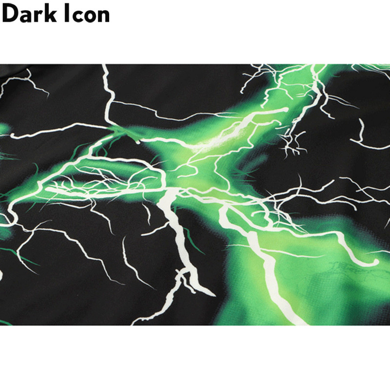 Sötét ikonra villogó nyomtatású póló Férfi Nyári Vékony anyagú Hawaii ingek Férfi Férfi felső