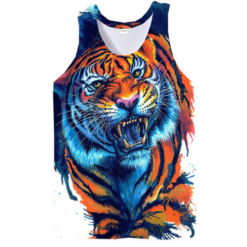 Ανδρικά μπλουζάκια Tiger Graphic Tank Top 3D Cool Beasts Top Holiday Beach Tee Hip Hop Αμάνικο Gym Boy Streetwear Novelty γιλέκο
