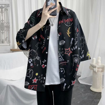 Καλοκαιρινά ανδρικά πουκάμισα Ιαπωνία μόδα Streetwear Κοντομάνικα γραφικά πουκάμισα Ανδρικά πουκάμισα Casual trend Harajuku ανδρικά ρούχα Μπλουζάκια Ανδρικά πουκάμισα