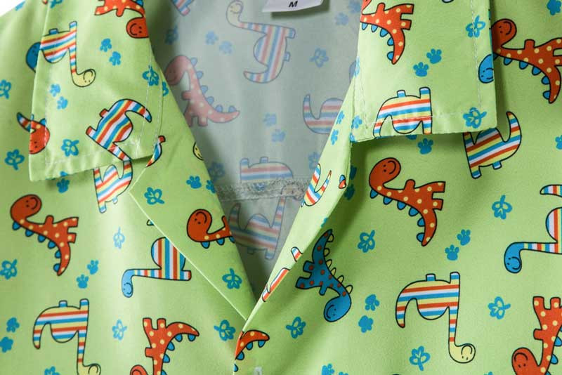 Jauki dinozauru apdrukas havajiešu pludmales krekls vīriešu 2021. gada vasaras jauni īsām piedurknēm Tropical Aloha krekli Ikdienas brīvdienu apģērbs