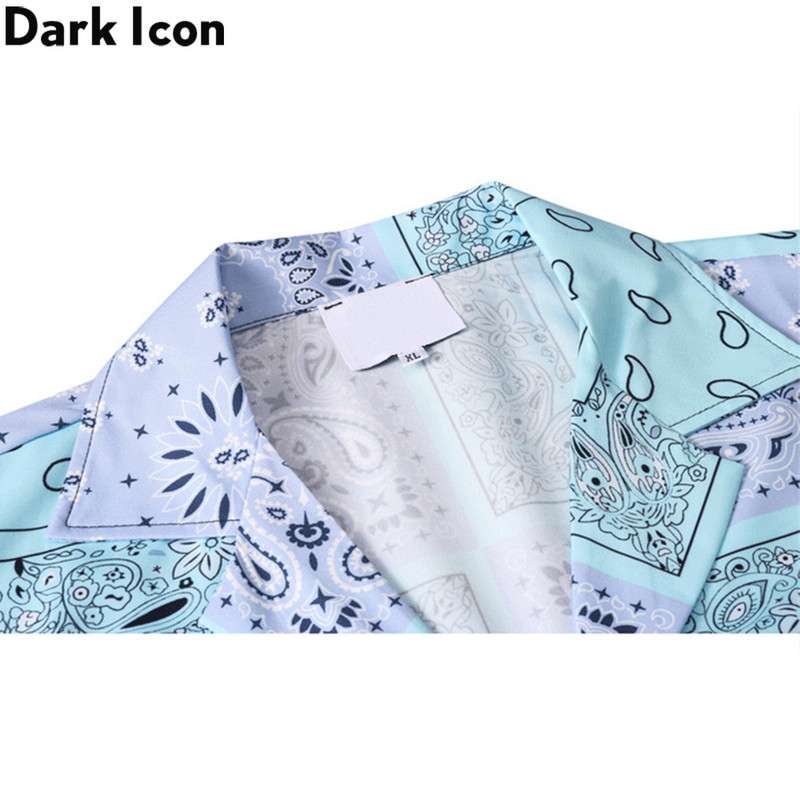 Tumša ikona Bandana Patchwork Polo krekls Vīriešu krāsu kontrasts vīriešu krekli Vīriešu blūze Ielu apģērbi Apģērbs