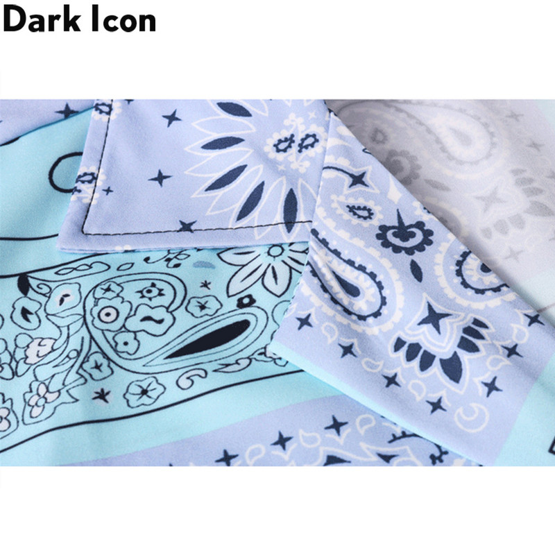 Tumša ikona Bandana Patchwork Polo krekls Vīriešu krāsu kontrasts vīriešu krekli Vīriešu blūze Ielu apģērbi Apģērbs