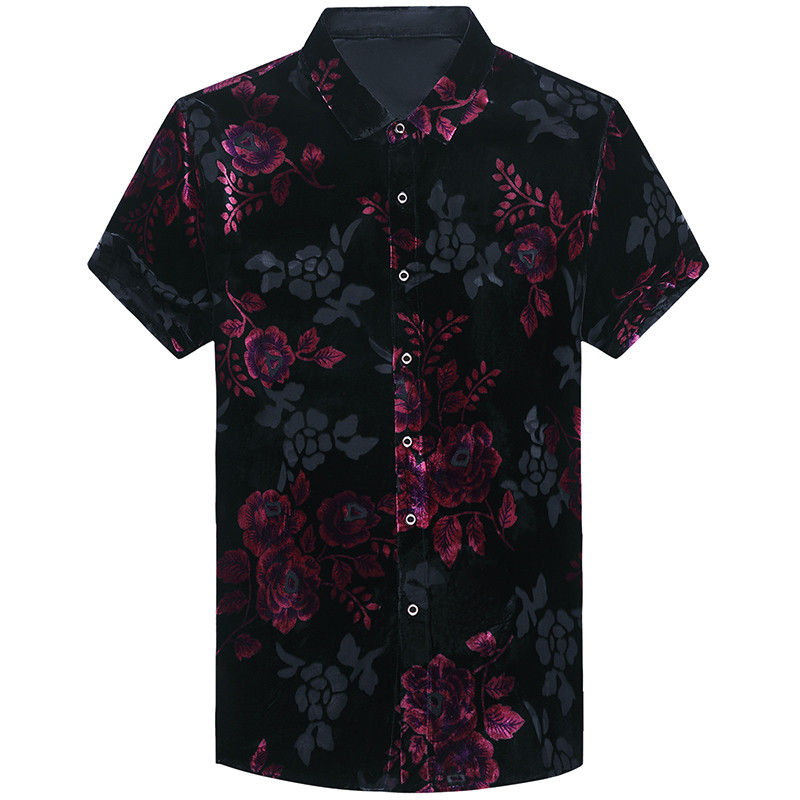 Kiváló minőségű átlátszó piros póló férfiaknak Divat Desiger rövid ujjú bársonyos ing tavaszi nyár irodai parti ing