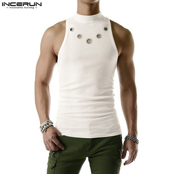 Ανδρικές μπλούζες τανκ 2023 Μασίφ ζιβάγκο με κούφια μανίκια ανδρικά γιλέκα streetwear καλοκαιρινά καθημερινά ανδρικά ρούχα S-5XL INCERUN