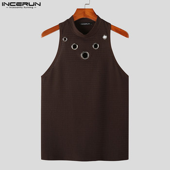 Ανδρικές μπλούζες τανκ 2023 Μασίφ ζιβάγκο με κούφια μανίκια ανδρικά γιλέκα streetwear καλοκαιρινά καθημερινά ανδρικά ρούχα S-5XL INCERUN