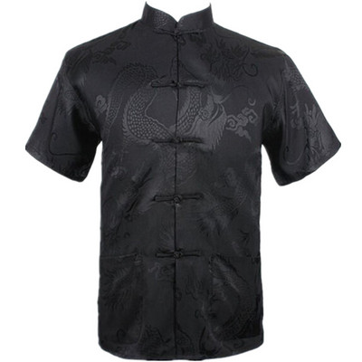 Bordó kínai férfi nyári szabadidő ing Kiváló minőségű selyem műselyem Kung Fu Tai Chi ingek Nagy méretű ML XL XXL XXXL M061308