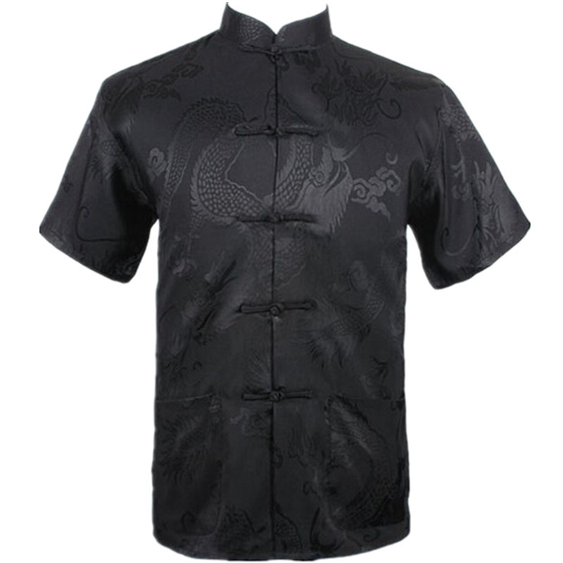 Bordó kínai férfi nyári szabadidő ing Kiváló minőségű selyem műselyem Kung Fu Tai Chi ingek Nagy méretű ML XL XXL XXXL M061308