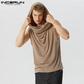 Ανδρικά καλοκαιρινά φανελάκια με κουκούλα μονόχρωμα αμάνικα casual ανδρικά γιλέκα Streetwear 2023 Fashion Loose Ανδρικά Ρούχα S-5XL INCERUN