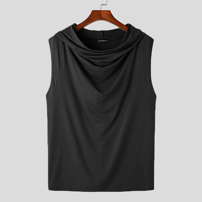 Ανδρικά καλοκαιρινά φανελάκια με κουκούλα μονόχρωμα αμάνικα casual ανδρικά γιλέκα Streetwear 2023 Fashion Loose Ανδρικά Ρούχα S-5XL INCERUN