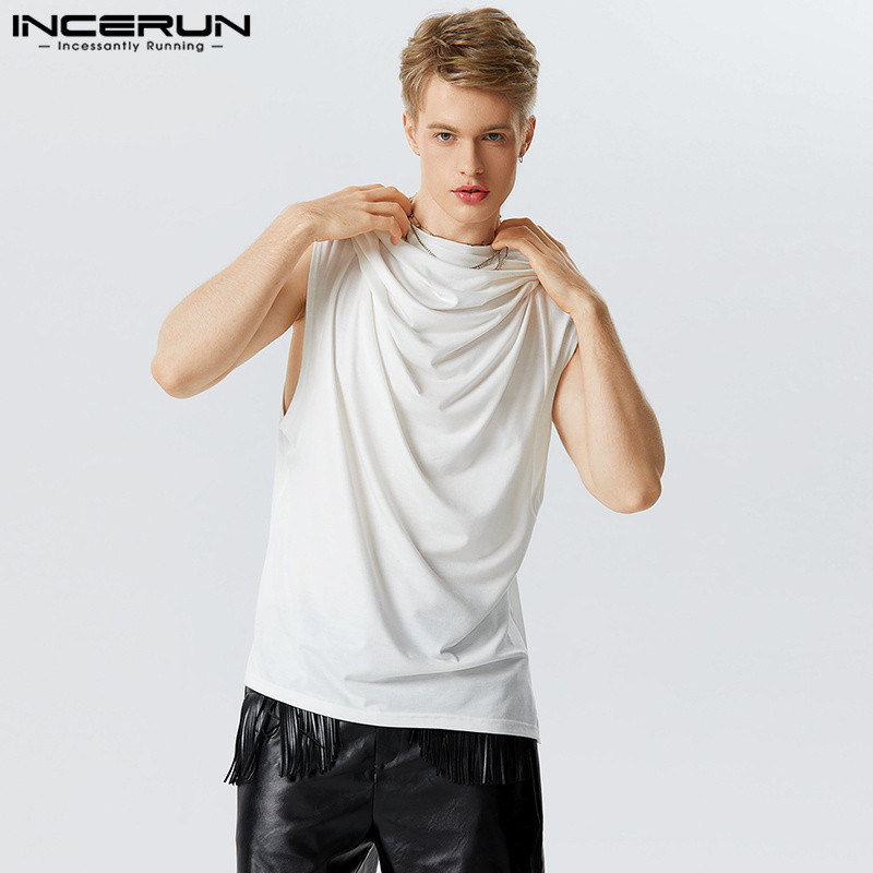 Ανδρικά καλοκαιρινά φανελάκια με κουκούλα μονόχρωμα αμάνικα casual ανδρικά γιλέκα Streetwear 2023 Fashion Loose Ανδρικά Ρούχα S-5XL INCERUN